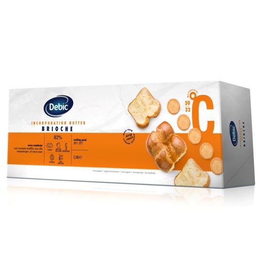Ontdek Debic Constant Brioche 4x2,5kg - de perfecte boter voor al uw deeg en beslag. Met een constant smeltpunt van 30-32°C garandeert deze boter een probleemloze en betrouwbare verwerking, het hele jaar door. - Vermeulen