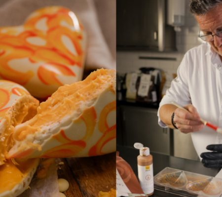 Melk chocolade hart met amandel praliné