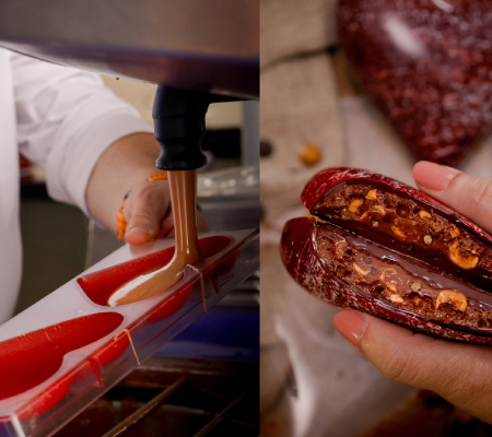 Gold caramel chocolade hart met biscuit